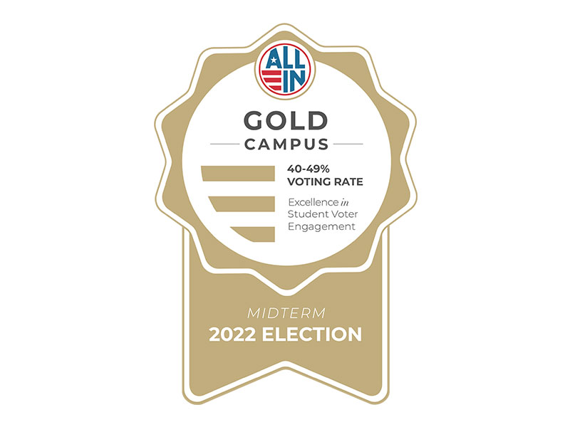 CCAC received the 2022 Pennsylvania Campus Voting Challenge award for highest Community College Registration Rate and a Gold Seal for 40–49% voter participation from the ALL IN Campus Democracy Challenge (ALL IN).